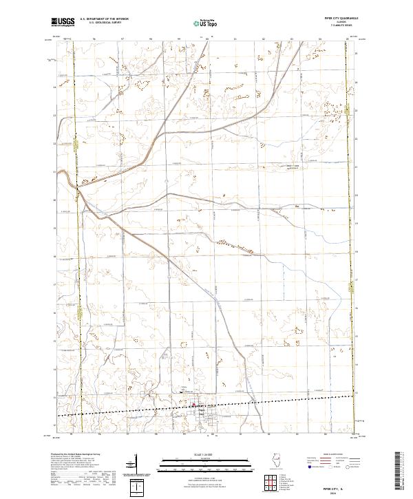 US Topo 7.5-minute map for Piper City IL – American Map Store