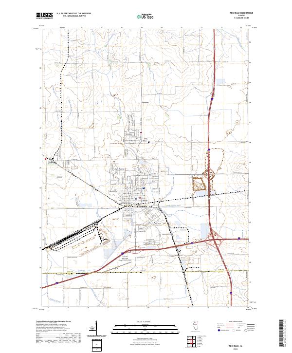 US Topo 7.5-minute map for Rochelle IL – American Map Store