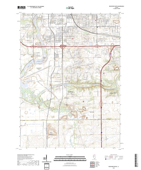 US Topo 7.5-minute map for Rockford South IL
