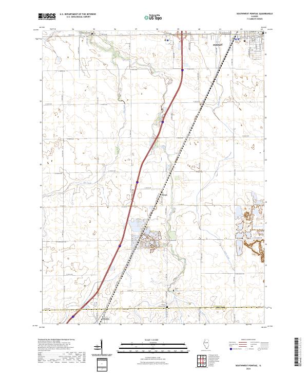 US Topo 7.5-minute map for Southwest Pontiac IL