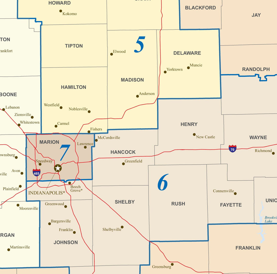 Indiana Congressional District Wall Map