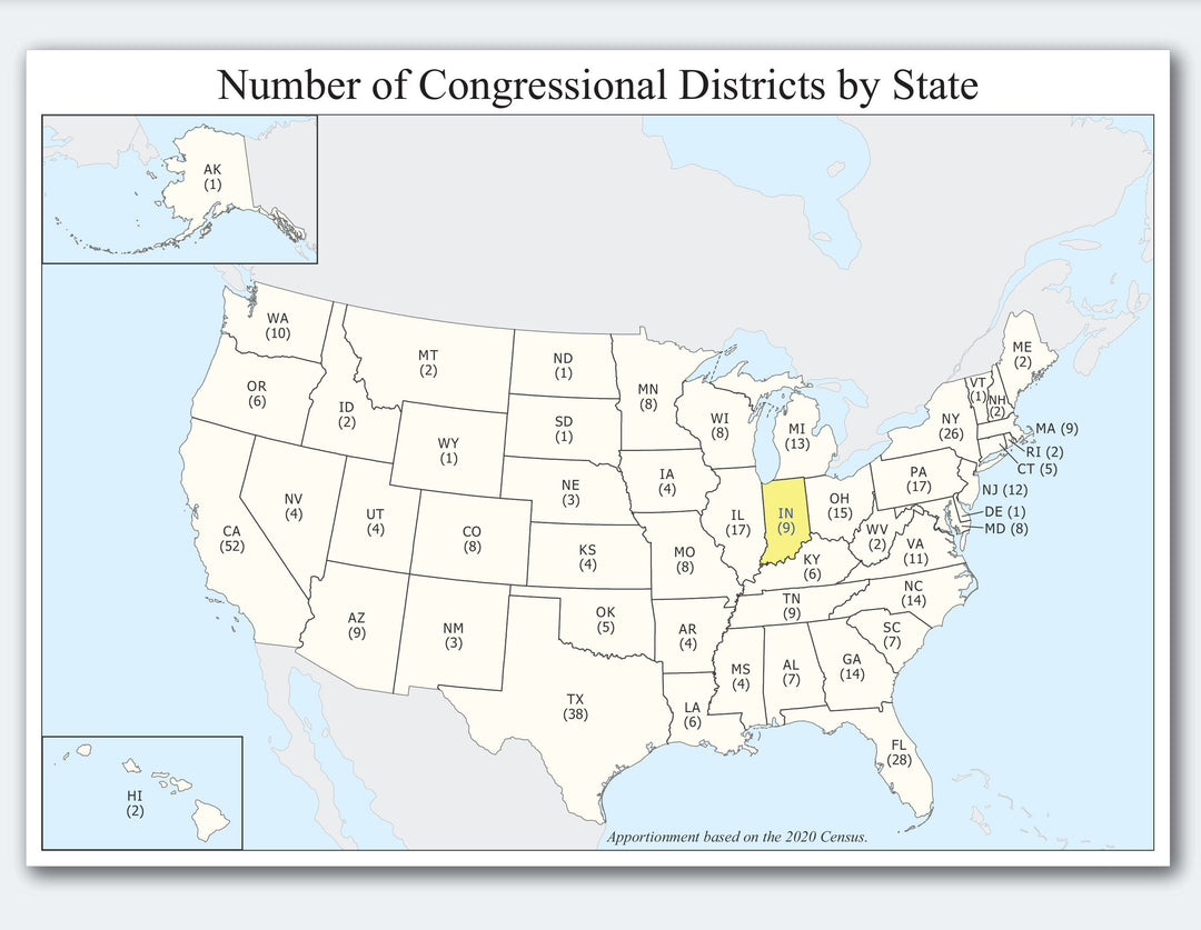 Indiana Congressional District Wall Map