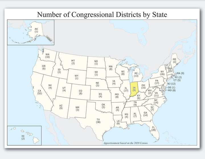 Indiana Congressional District Wall Map