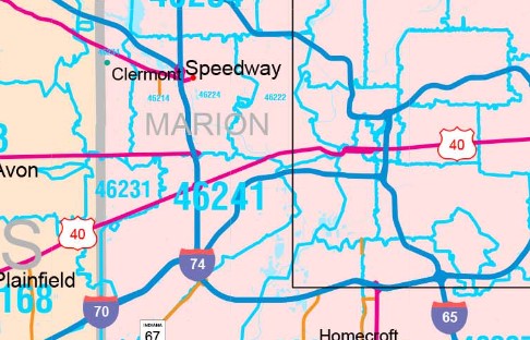 Color Cast Style Indiana Wall Map