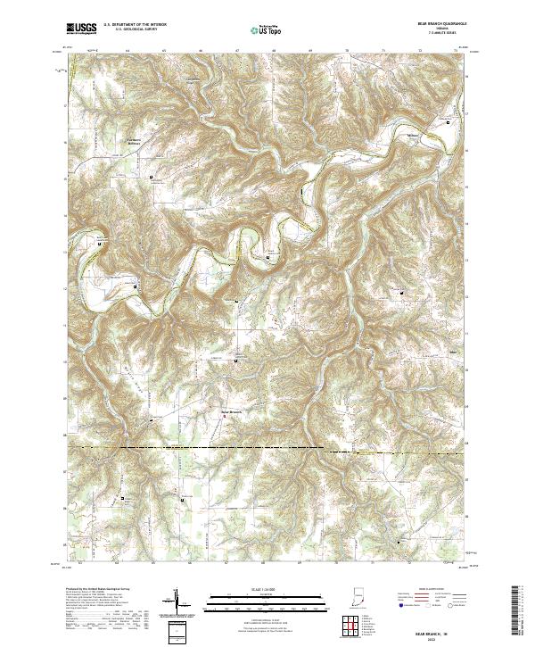 US Topo 7.5-minute map for Bear Branch IN