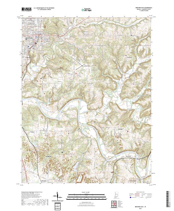 US Topo 7.5-minute map for Bedford East IN
