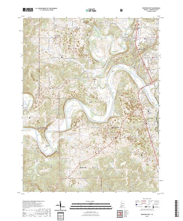 US Topo 7.5-minute map for Bedford West IN