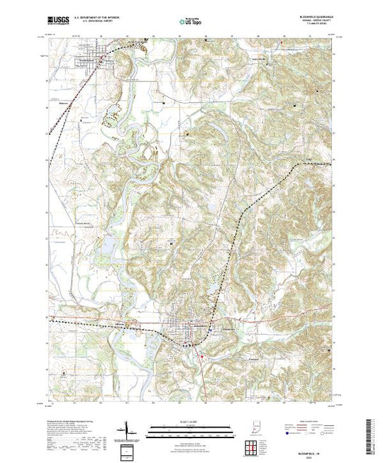 US Topo 7.5-minute map for Bloomfield IN – American Map Store