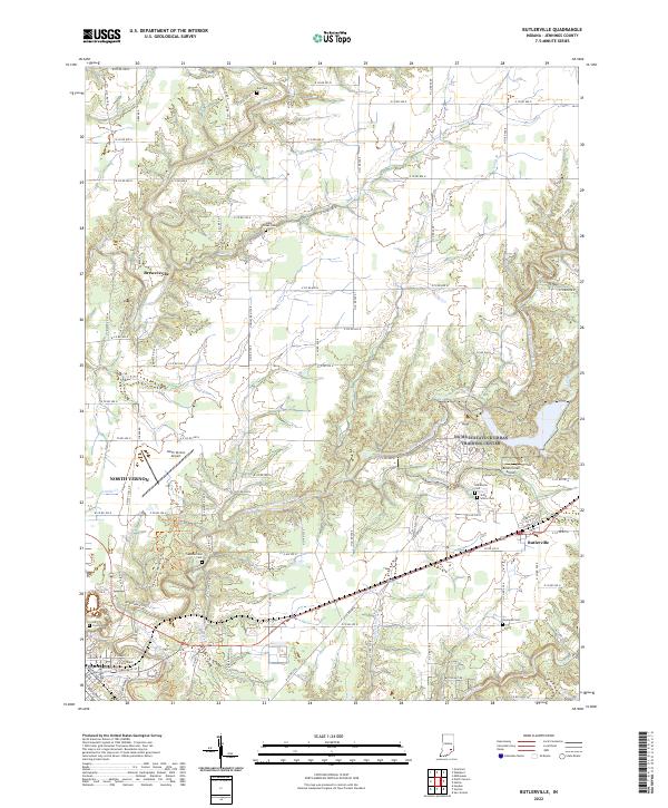 US Topo 7.5-minute map for Butlerville IN – American Map Store