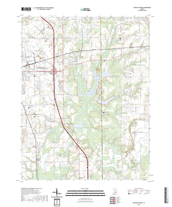Chestnut Inns Map US Topo 7.5-minute map for Chestnut Ridge IN – American Map Store