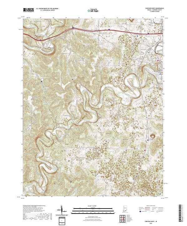 US Topo 7.5-minute map for Corydon West IN