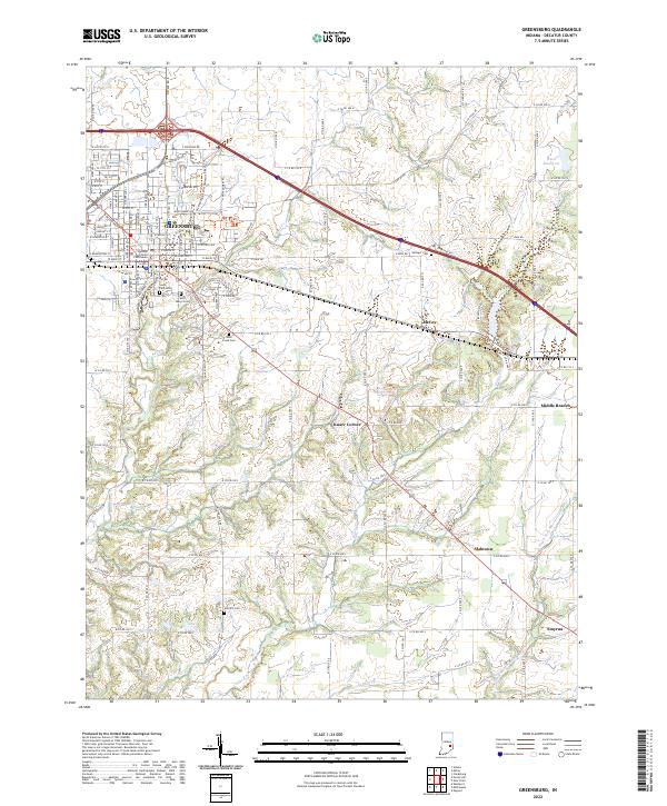 US Topo 7.5-minute map for Greensburg IN