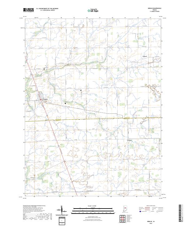 US Topo 7.5-minute map for Kirklin IN – American Map Store