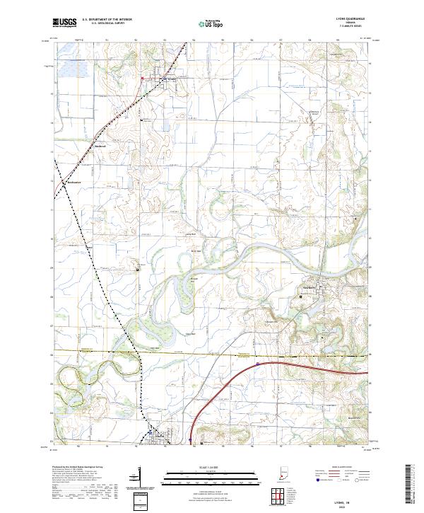 US Topo 7.5-minute map for Lyons IN – American Map Store