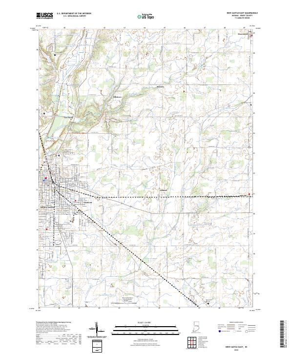 US Topo 7.5-minute map for New Castle East IN