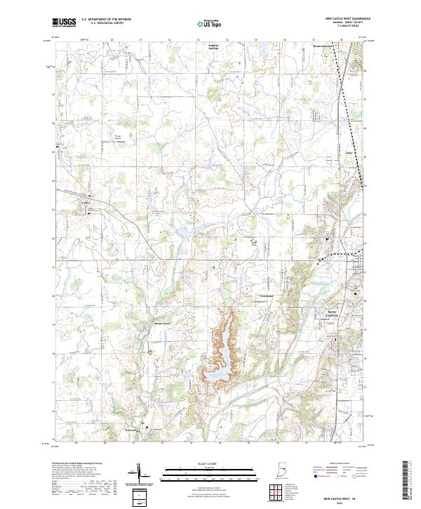 US Topo 7.5-minute map for New Castle West IN