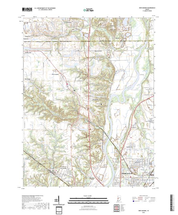 US Topo 7.5-minute map for New Goshen IN
