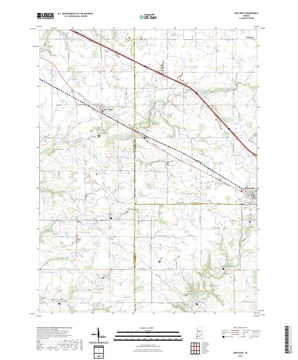 US Topo 7.5-minute map for New Ross IN
