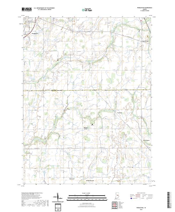 Section Map Pendleton US Topo 7.5-minute map for Pendleton IN – American Map Store