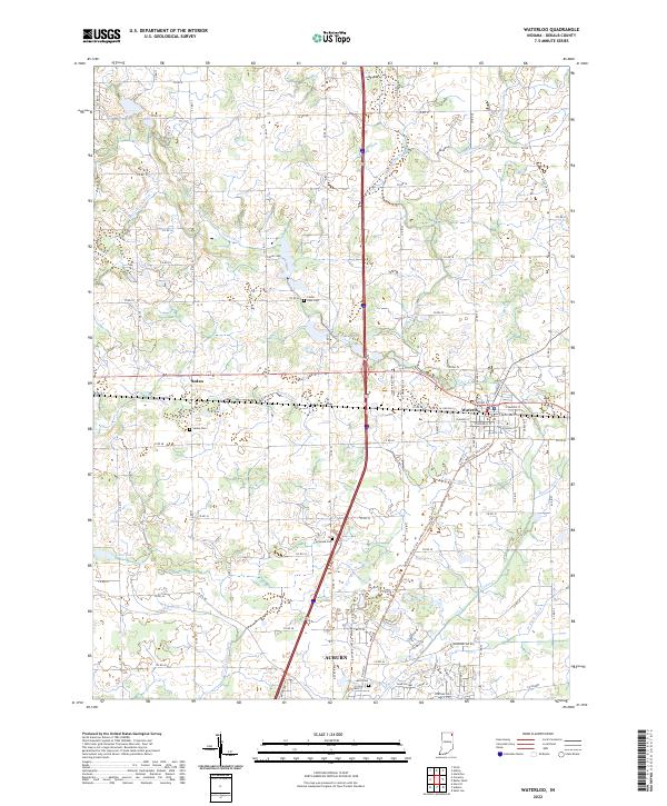 US Topo 7.5-minute map for Waterloo IN