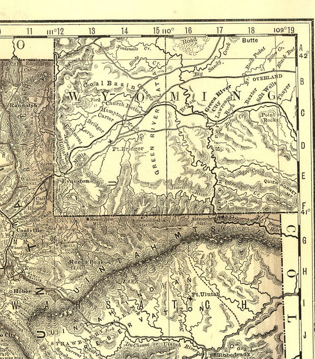 Indexed Map of Utah, 1876