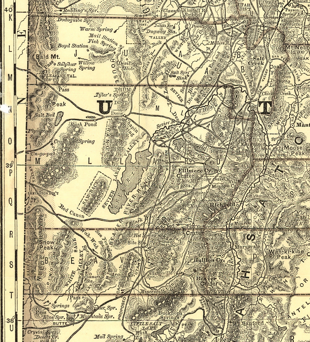 Indexed Map of Utah, 1876
