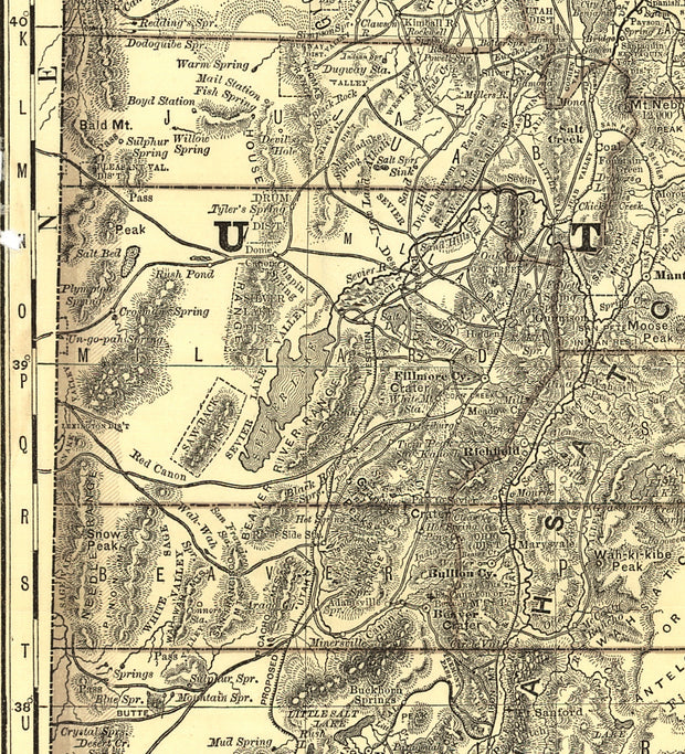 Indexed Map of Utah, 1876