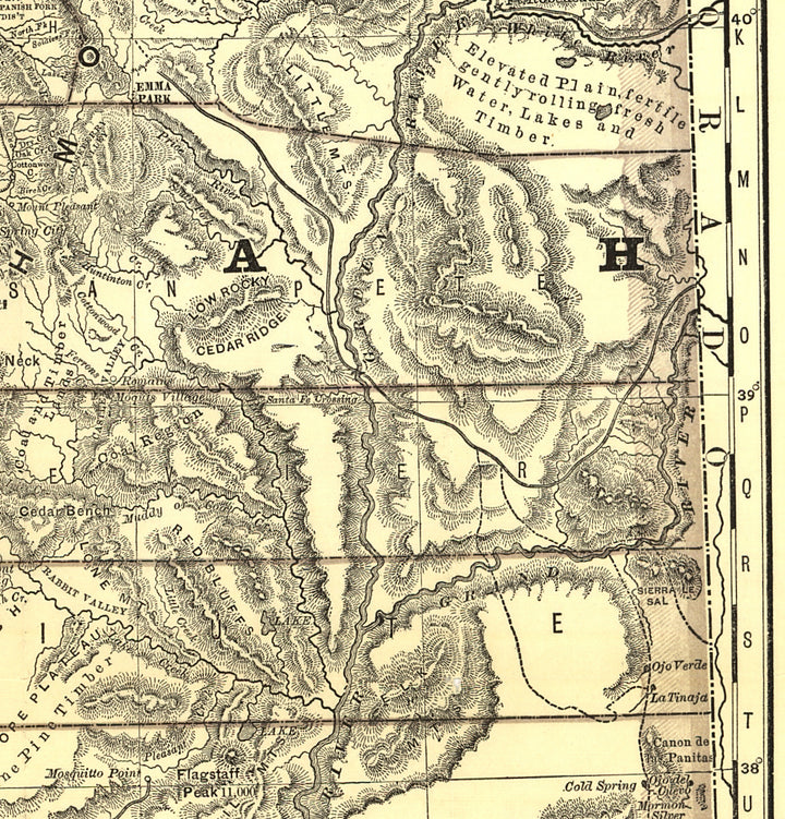 Indexed Map of Utah, 1876