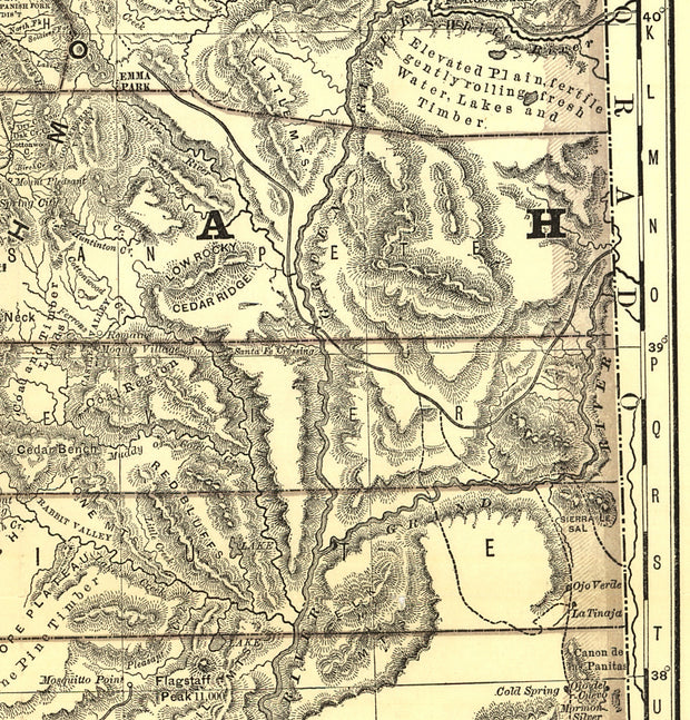 Indexed Map of Utah, 1876