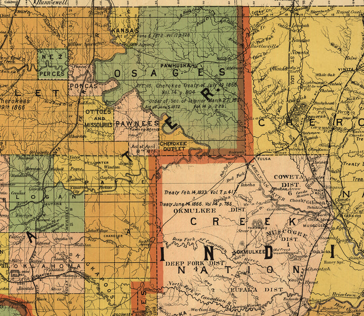 Map of the Indian and Oklahoma Territories, 1892