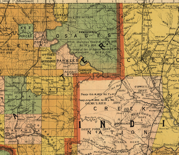 Map of the Indian and Oklahoma Territories, 1892