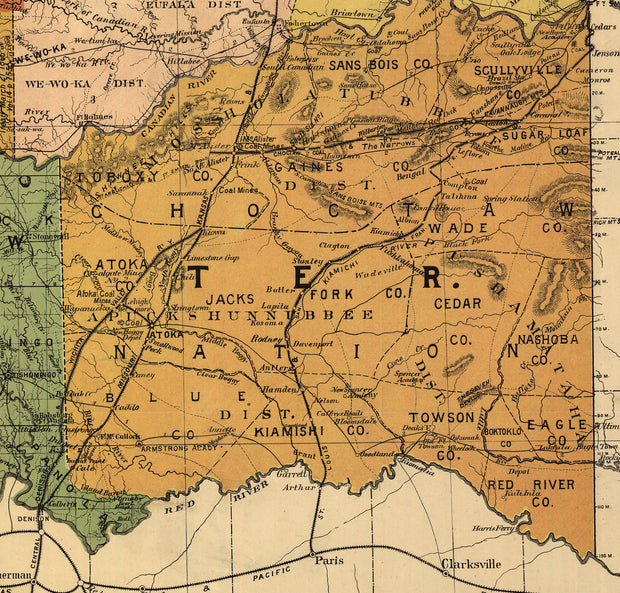 Map of the Indian and Oklahoma Territories, 1892
