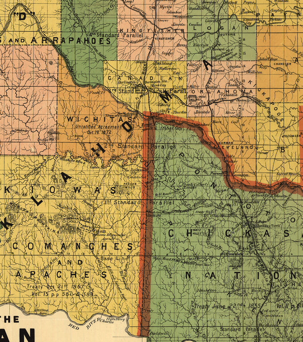 Map of the Indian and Oklahoma Territories, 1892