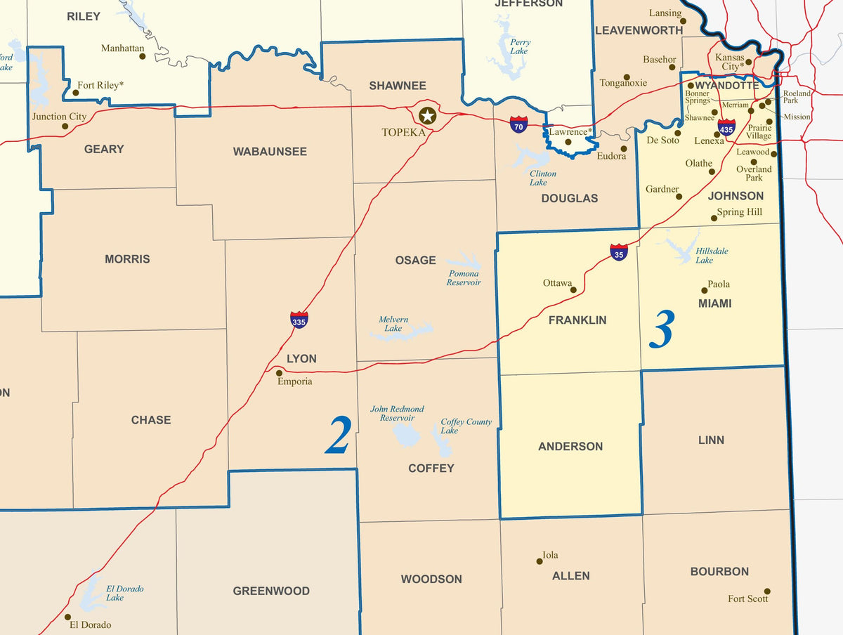 Kansas Court Map Kansas Congressional District Wall Map – American Map Store