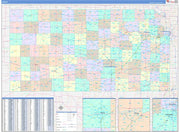 Color Cast Style Wall Map of Kansas by Market Maps