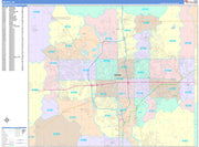 Colorcast Zip Code Style Wall Map of Wichita, KS by Market Maps