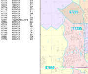 Colorcast Zip Code Style Wall Map of Wichita, KS by Market Maps