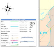 Colorcast Zip Code Style Wall Map of Wichita, KS by Market Maps