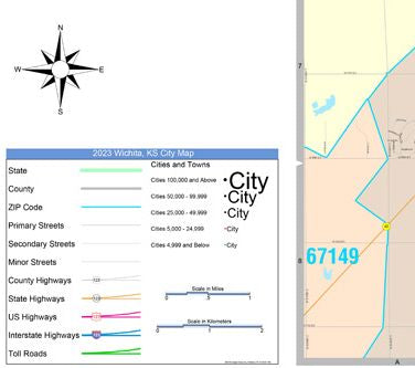 Wichita Zip Code Listg Colorcast Zip Code Style Wall Map of Wichita, KS by Market Maps ...