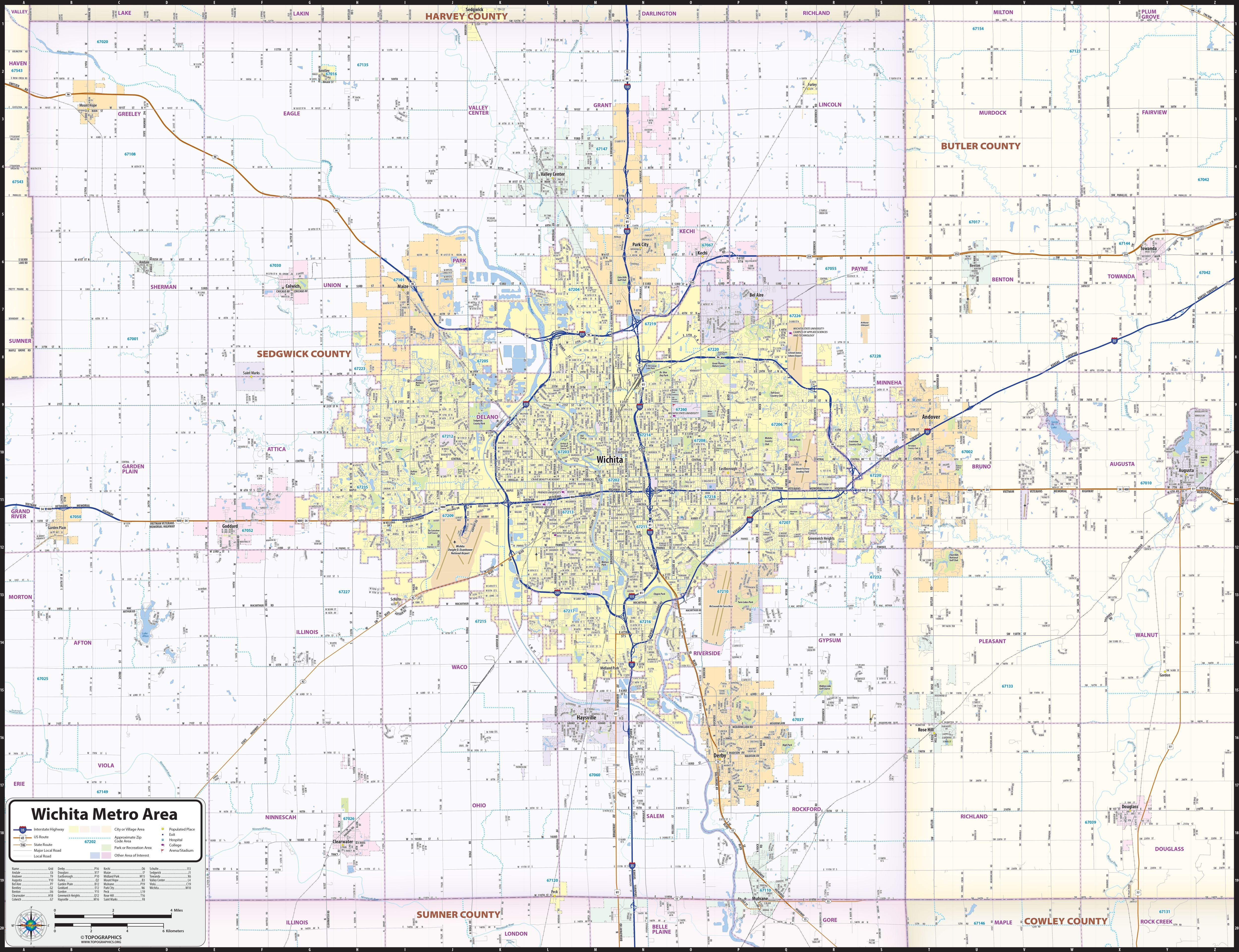 Wichita Metro Area Wall Map – American Map Store