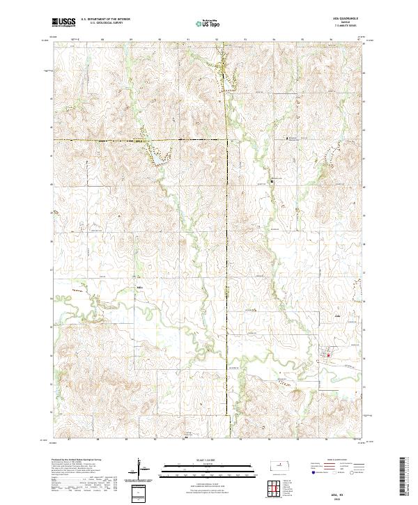 US Topo 7.5-minute map for Ada KS