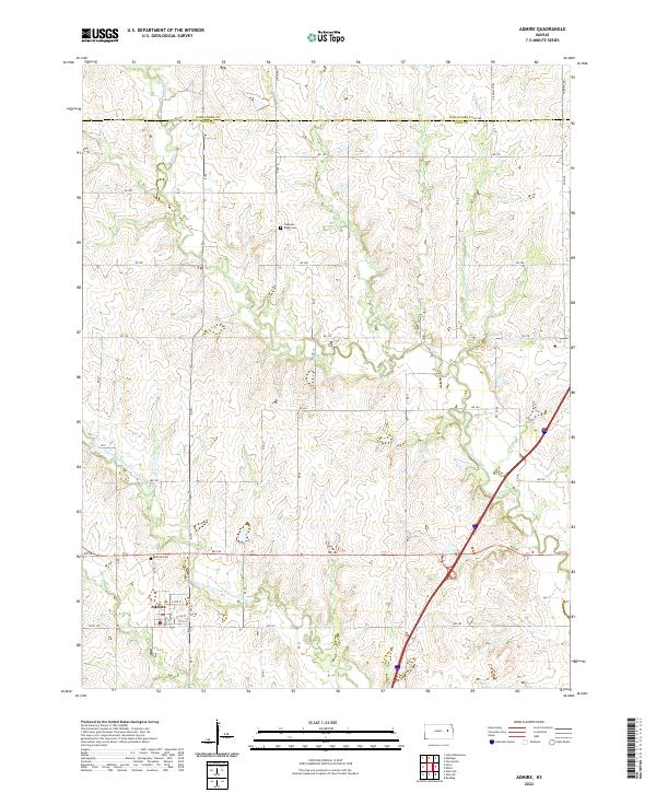 US Topo 7.5-minute map for Admire KS