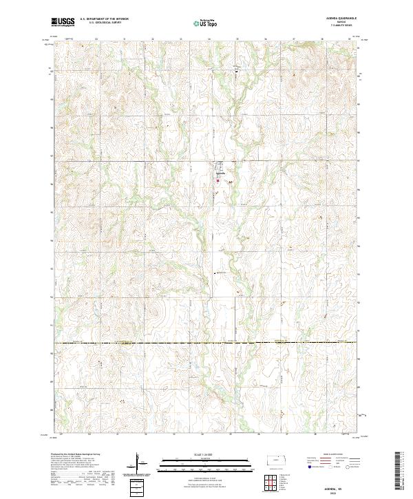 US Topo 7.5-minute map for Agenda KS