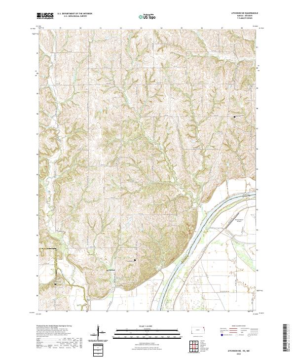 US Topo 7.5-minute map for Atchison NE KSMO – American Map Store