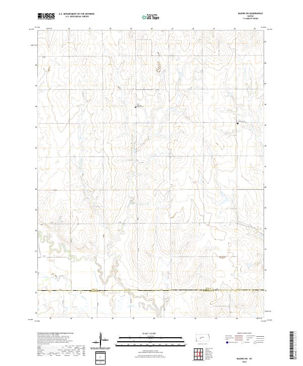 US Topo 7.5-minute map for Bazine SW KS