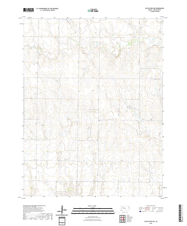 US Topo 7.5-minute map for Castle Rock NE KS – American Map Store