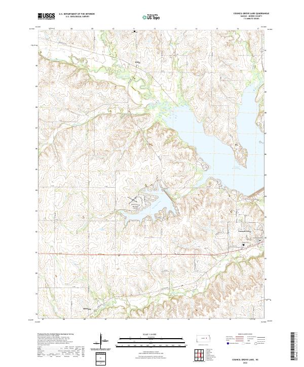 US Topo 7.5-minute map for Council Grove Lake KS