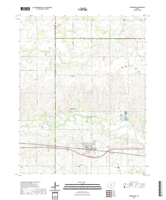 US Topo 7.5-minute map for Cunningham KS – American Map Store