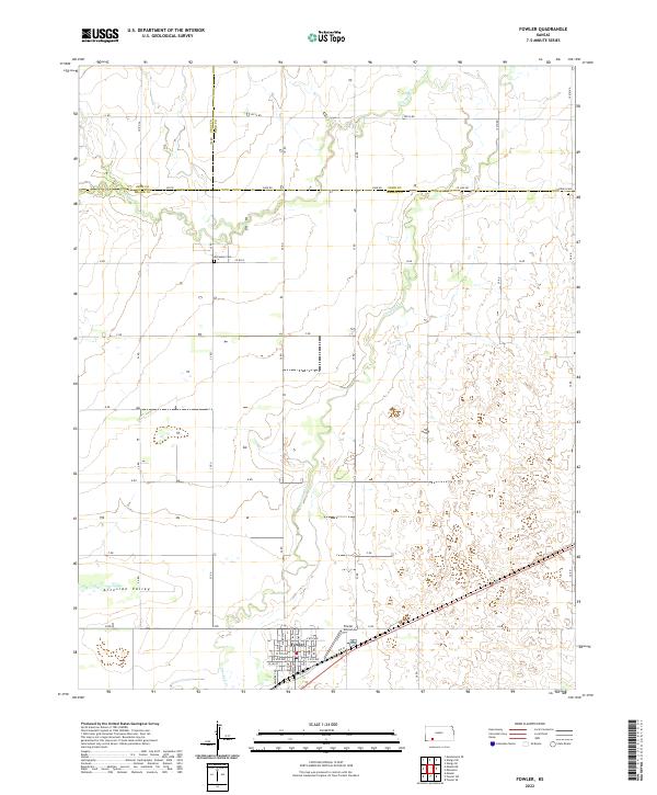 US Topo 7.5-minute map for Fowler KS – American Map Store