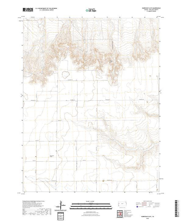 US Topo 7.5-minute map for Harrison Flats KS